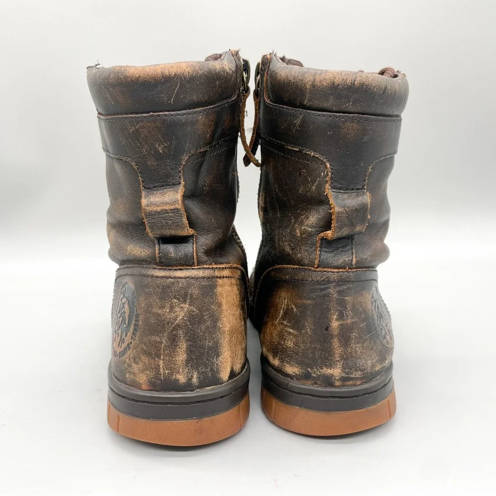 Diesel Tatradium Basket Butch Zip Boots Mens 9 Brown Distressed Leather Hipster